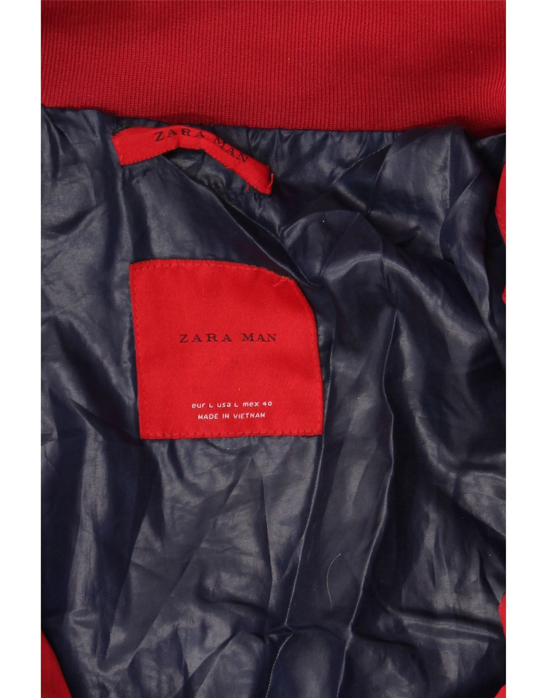 ZARA Chaqueta acolchada para hombre UK 40 Large Poliéster rojo