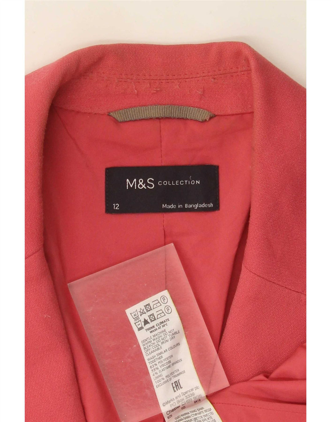 Marks & Spencer Chaqueta tipo blazer con 1 botón para mujer UK 42 Poliéster rosa medio