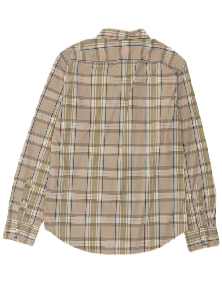 Playlife Camisa Hombre Grande Beige Cuadros Algodón