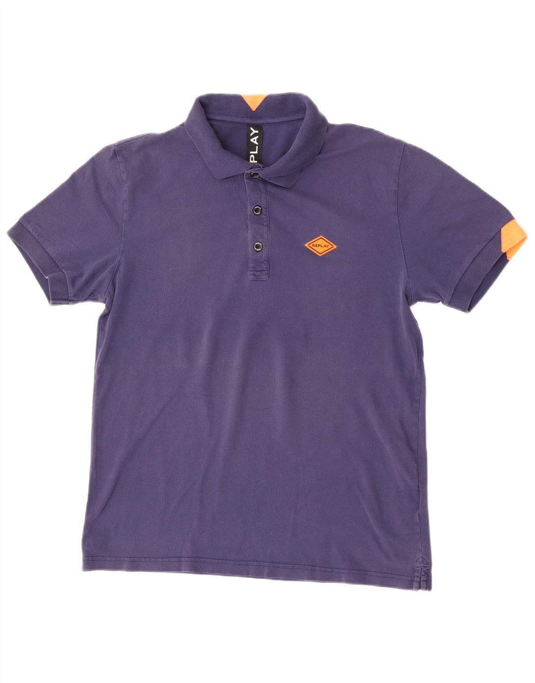 Replay Polo para hombre de algodón azul marino grande