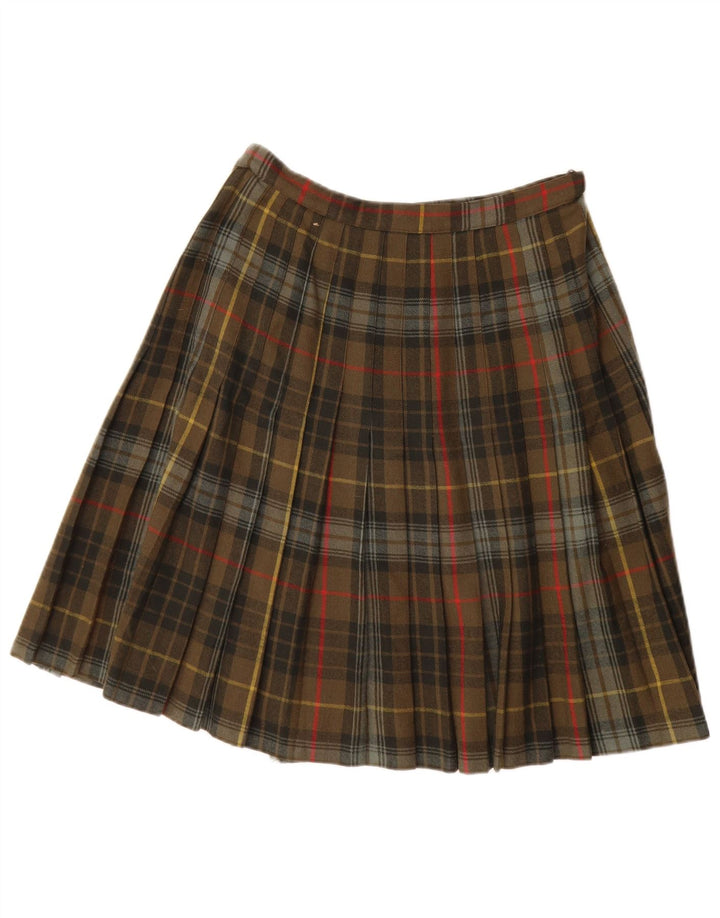 VINTAGE Falda cruzada para mujer W28 Cuadros caqui medio