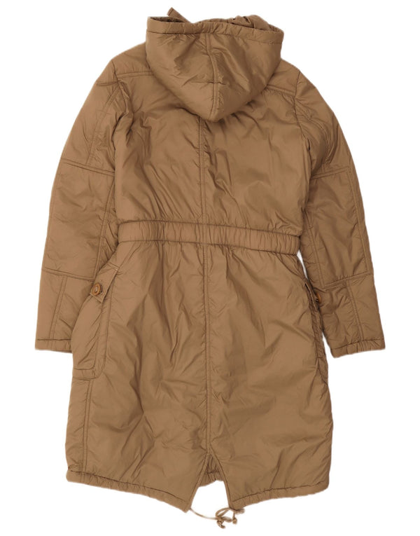 Replay Parka extragrande con capucha para mujer, talla 40, talla pequeña, color marrón, poliamida