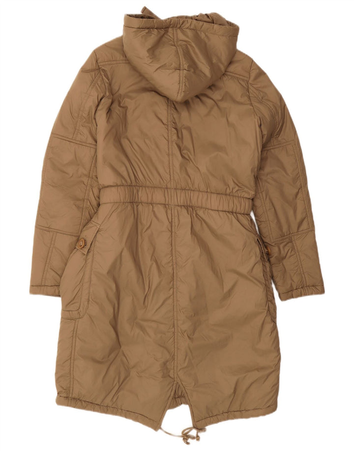 Replay Parka extragrande con capucha para mujer, talla 40, talla pequeña, color marrón, poliamida