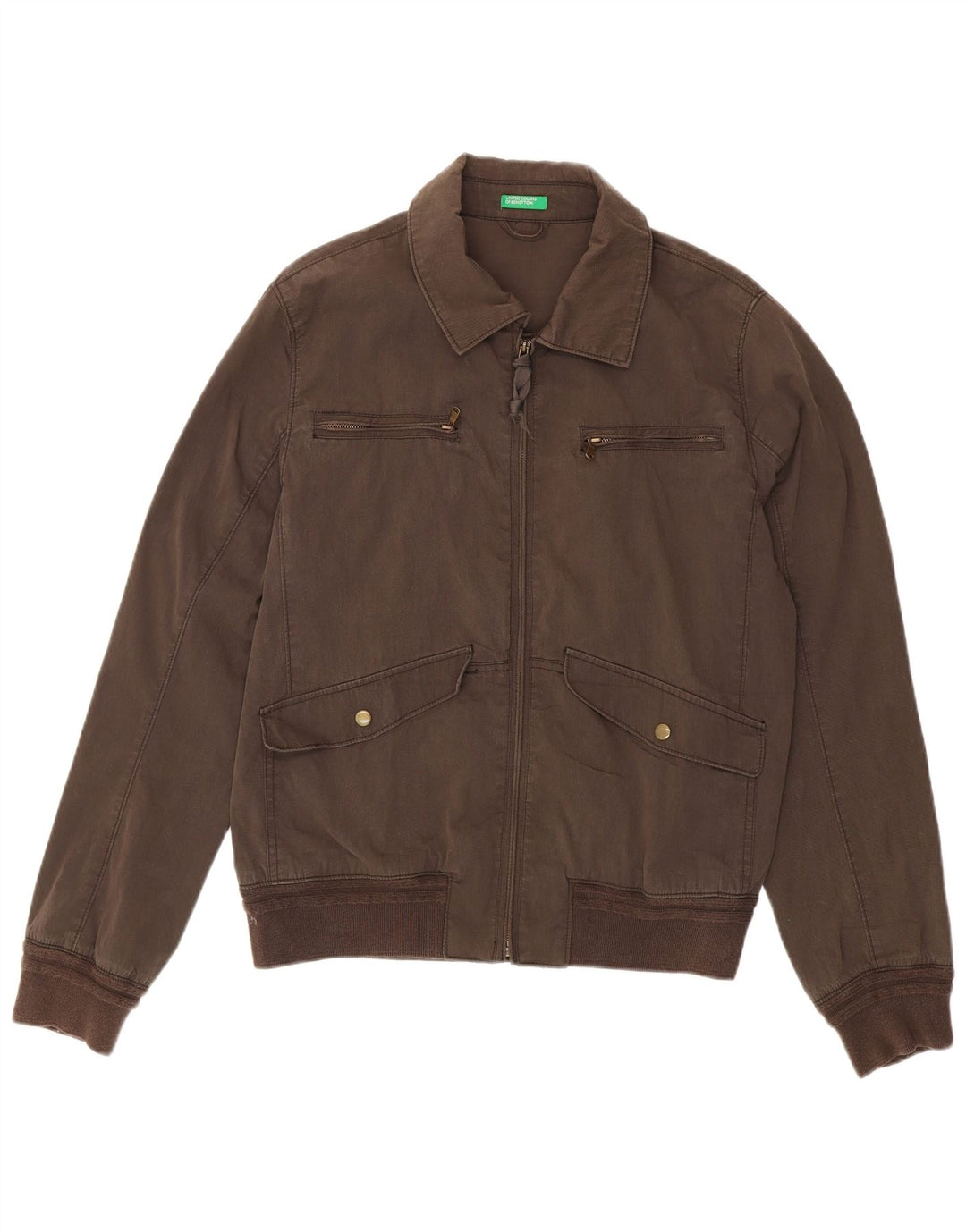 BENETTON Chaqueta Bomber Hombre IT 52 XL Algodón Marrón