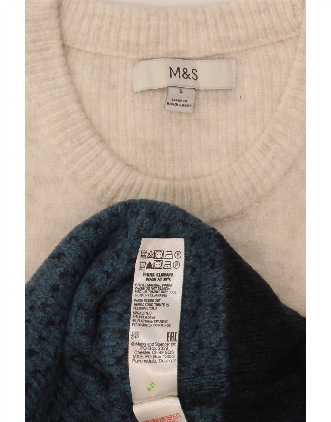 Marks & Spencer Jersey De Cuello Redondo Para Hombre Pequeño Azul Marino Colorblock