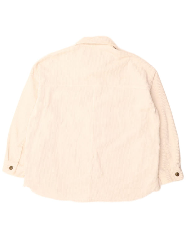 Zara Mujer Chaqueta De Pana Extragrande UK 10 Small White Cotton