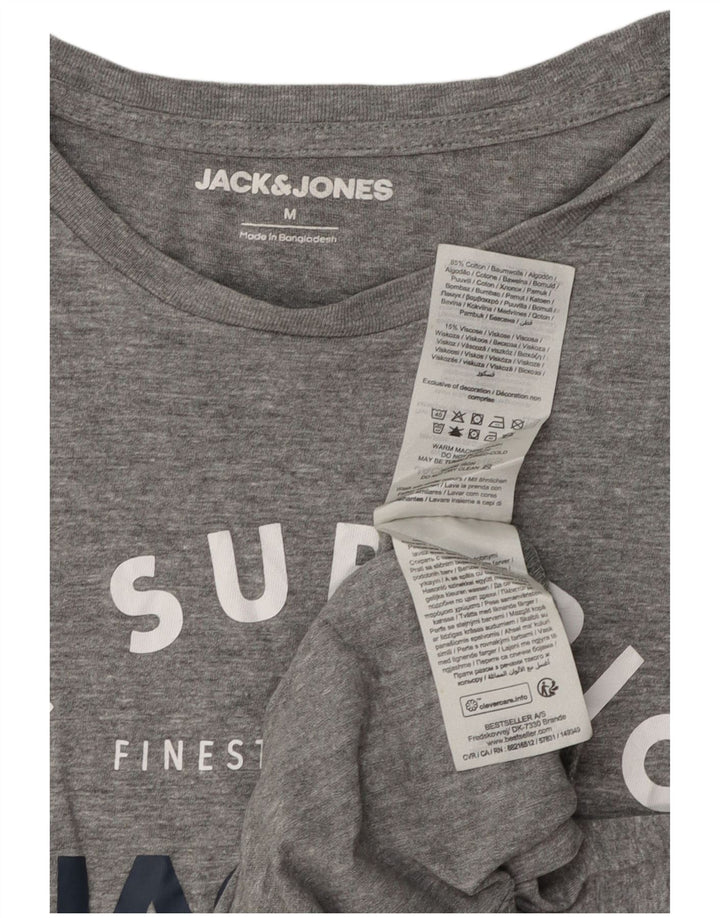 Jack & Jones Hombre Camiseta gráfica Top Algodón moteado gris medio