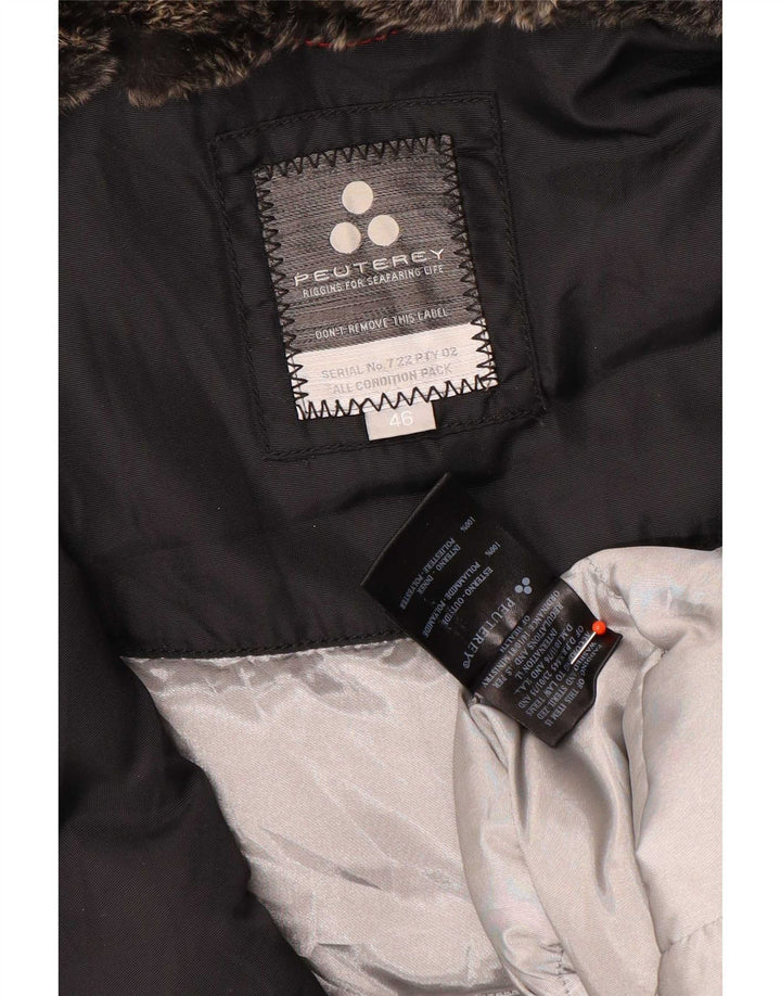 PEUTEREY Abrigo acolchado con capucha para mujer IT 46 Large Poliamida negra