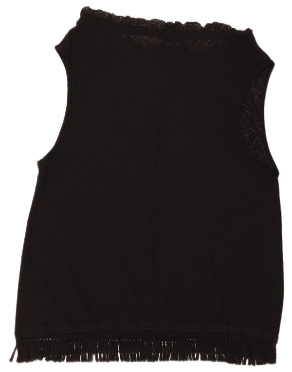 ZARA Mujer Blusa Sin Mangas Top UK 46 Large Negro