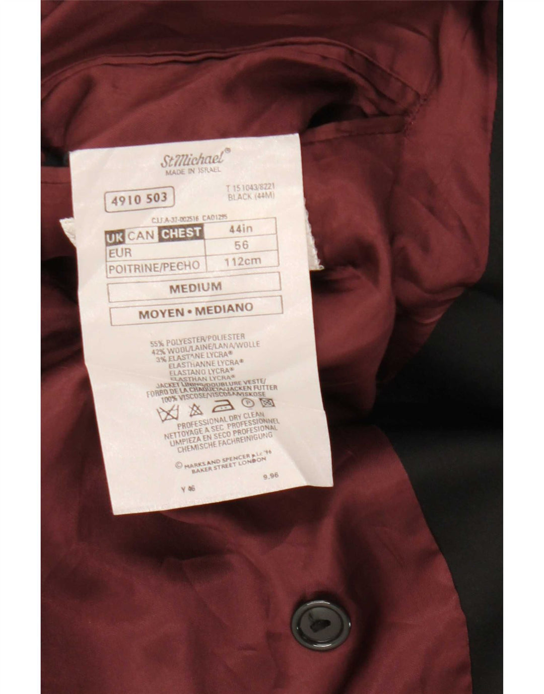 Marks & Spencer Chaqueta tipo blazer con doble botonadura para hombre UK 44 XL Poliéster negro