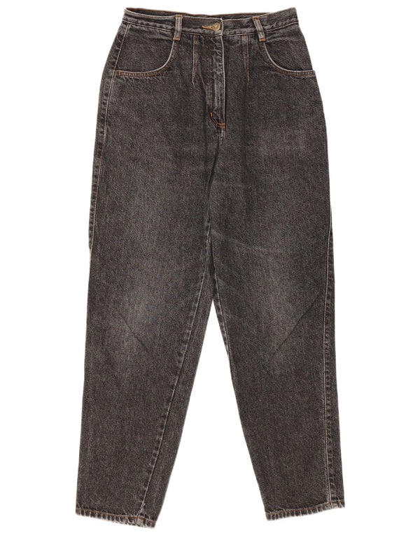 Vintage mujeres de gran altura jeans cónicos Reino Unido 14 Medio W26 L29 Algodón Gris