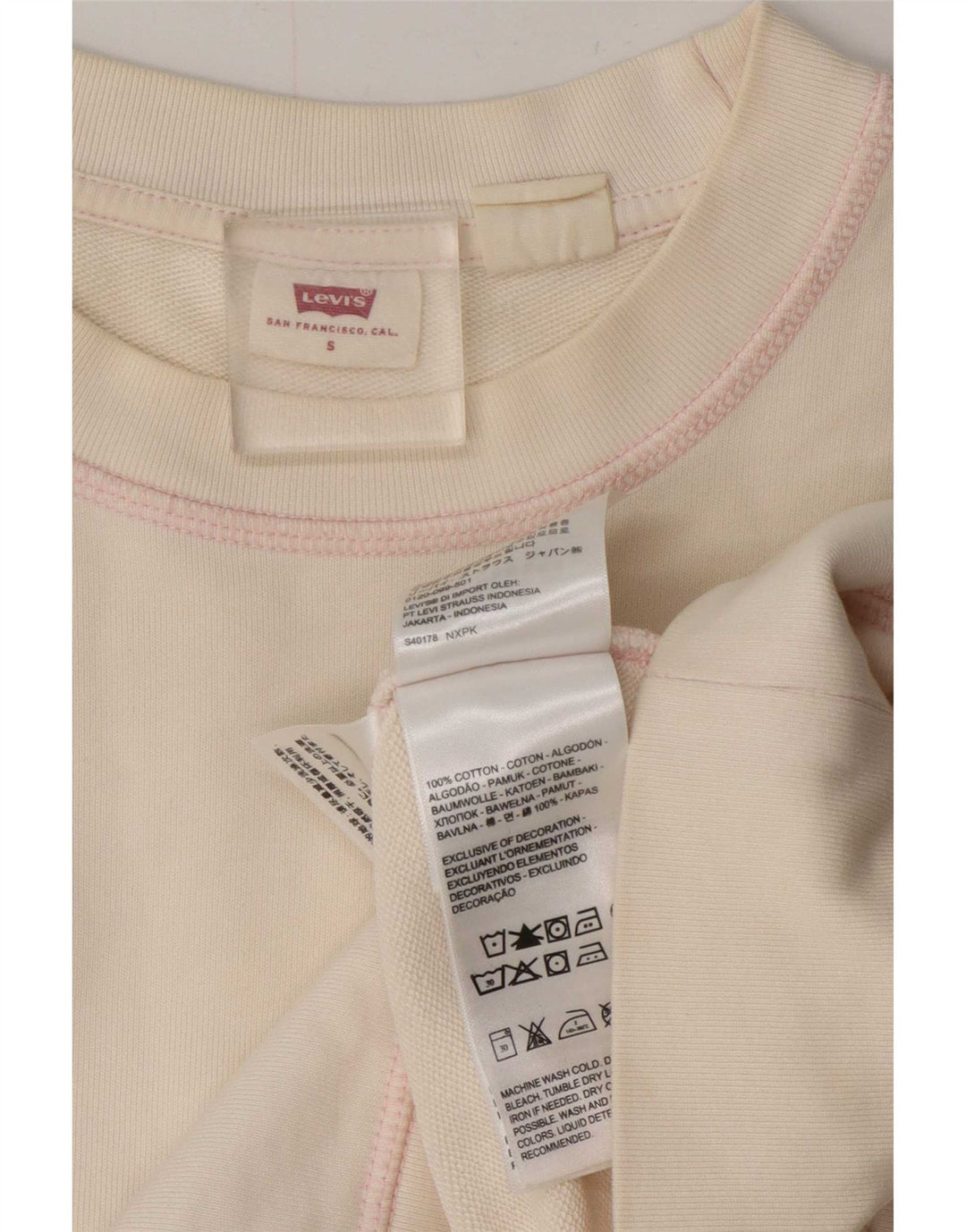 Levi's Sudadera extragrande para mujer, talla 10, algodón blanco roto