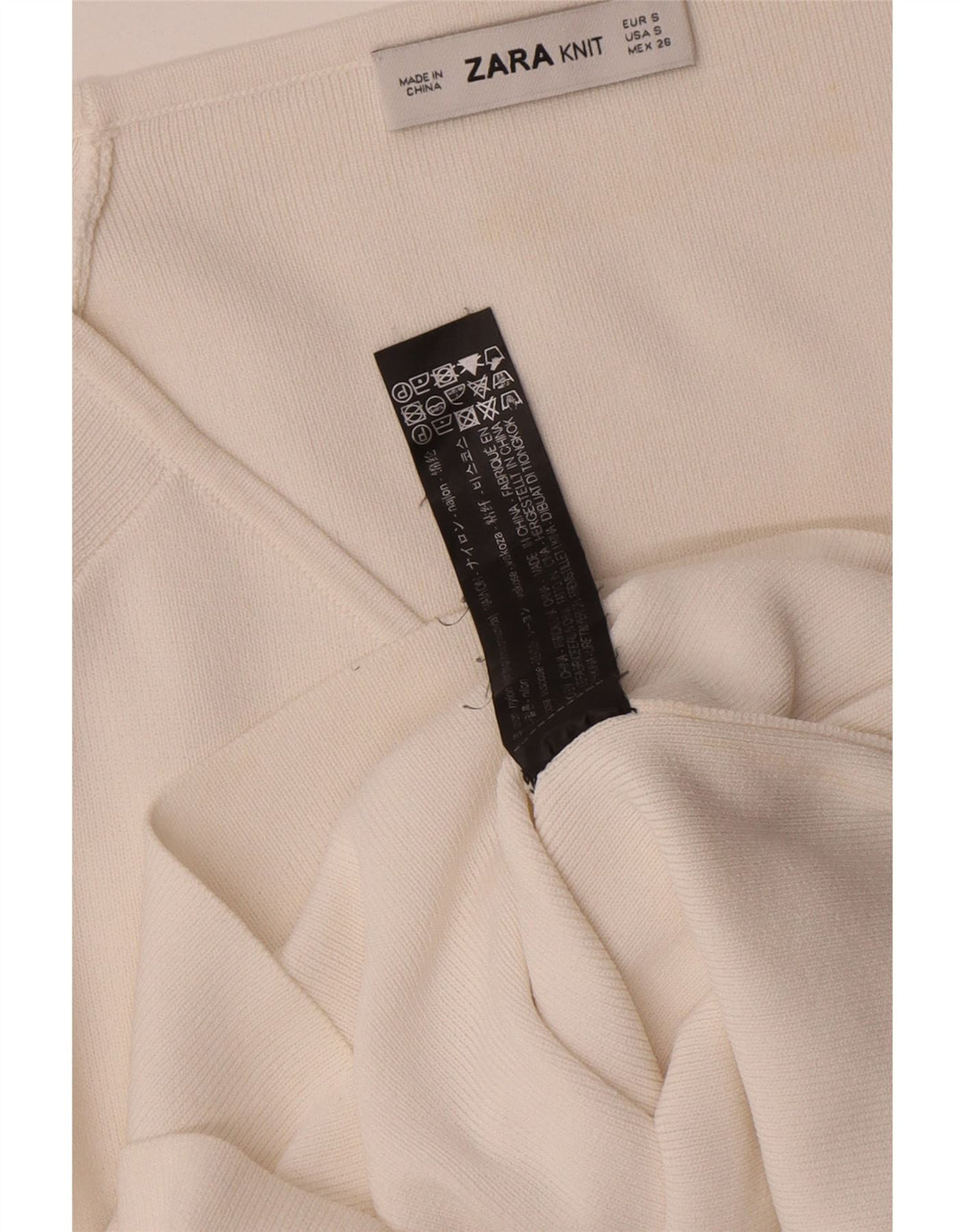 Zara Mujer Blusa Cruzada De Manga Larga Top UK 8 Small Viscosa Blanca
