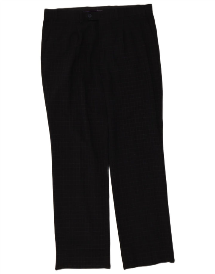 Marks & Spencer Pantalón de traje recto azul Harbor para hombre W36 L31 Navy Check
