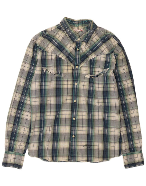 Camisa Levi's para hombre de algodón a cuadros azules grandes