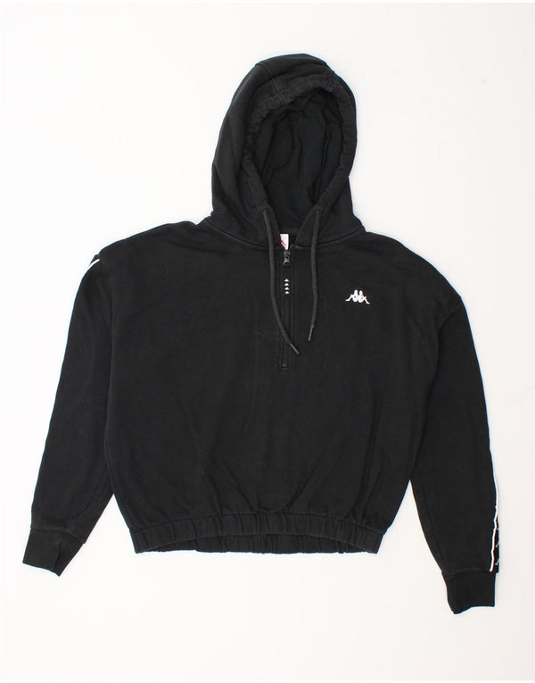 Kappa Mujer Oversize Crop Graphic Sudadera con Capucha Jumper UK 10 Small Algodón Negro