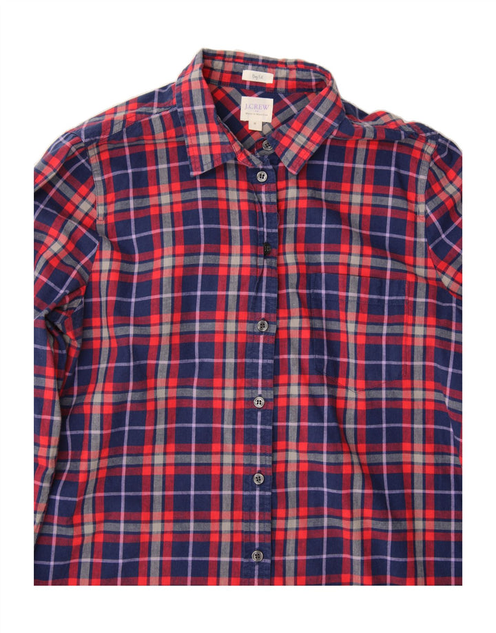 J. CREW Womens Boy Fit Shirt UK 14 Medium Navy Blue Check Cotton Vintage J. Crew and Second-Hand J. Crew from Messina Hembry 