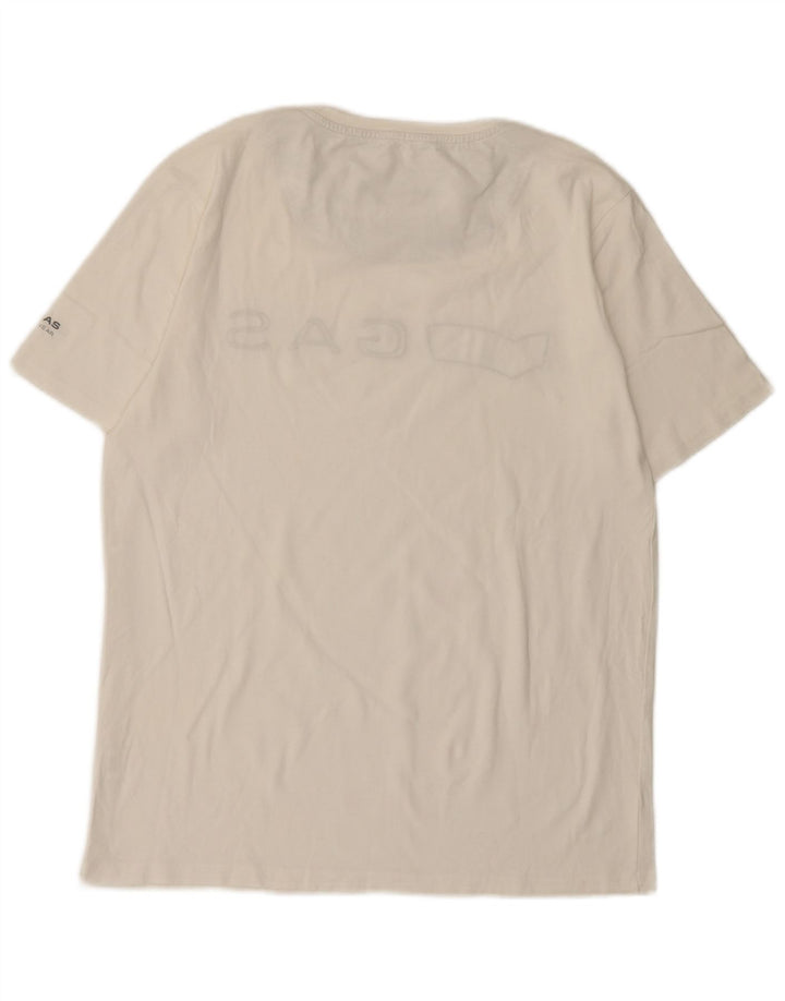 Gas - Camiseta gráfica para hombre, talla grande, algodón blanco