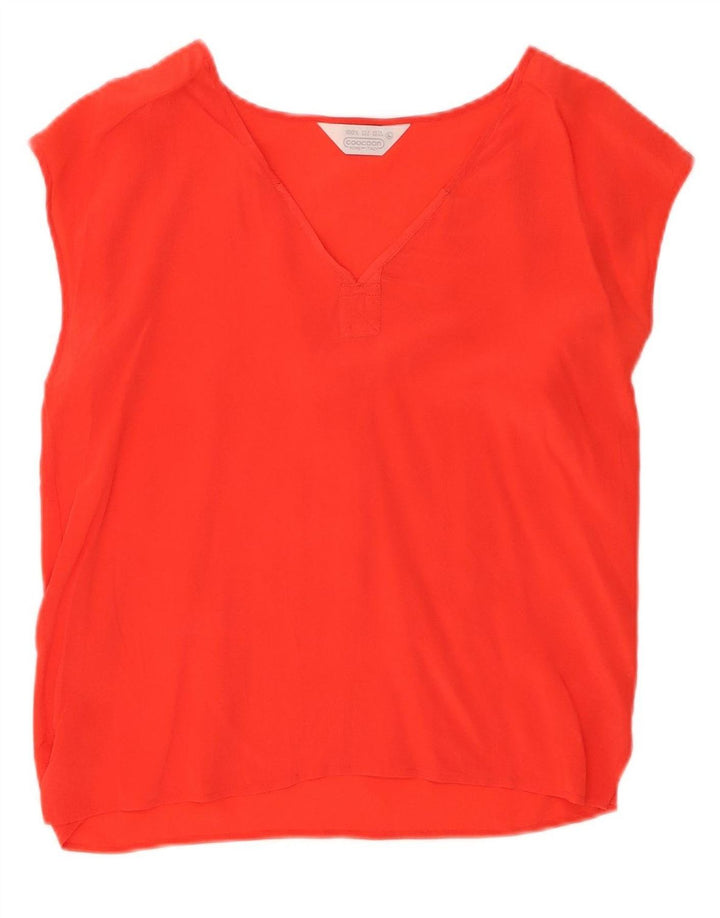 COOCOON Womens Sleeveless Blouse Top UK 16 Large Red Silk