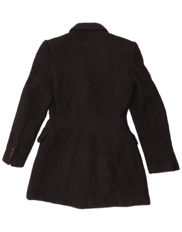 Zara Mujer Chaqueta Blazer Larga De Doble Botonadura UK 10 Small Black