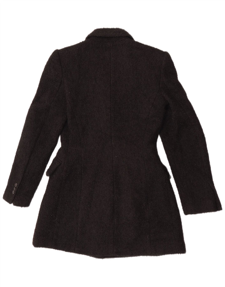 Zara Mujer Chaqueta Blazer Larga De Doble Botonadura UK 10 Small Black