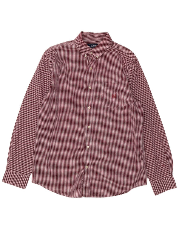 Chaps Camisa de ajuste personalizado para hombre, tamaño grande, algodón a cuadros rojo