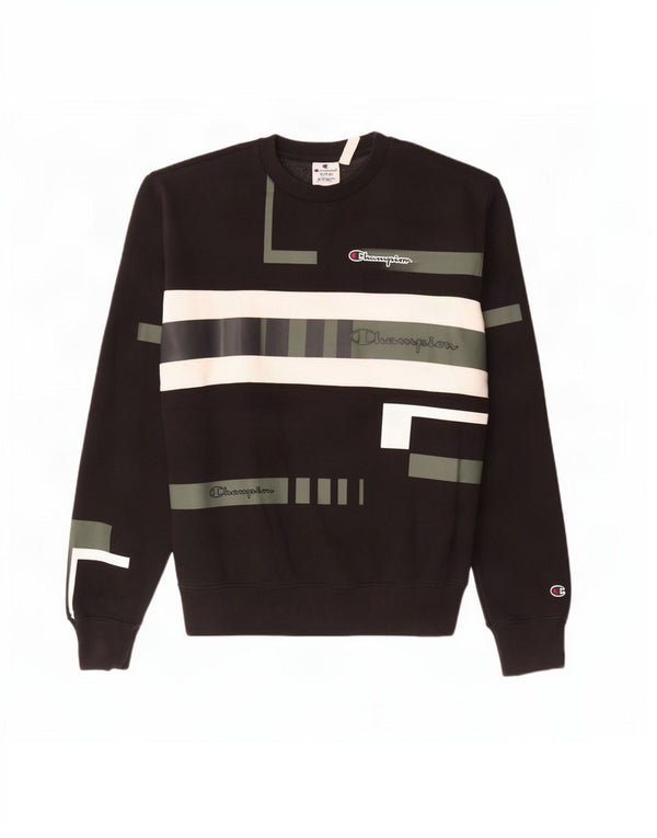 Champion Sudadera Estampada Con Estampado De Algodón Color Block En Negro Mediano