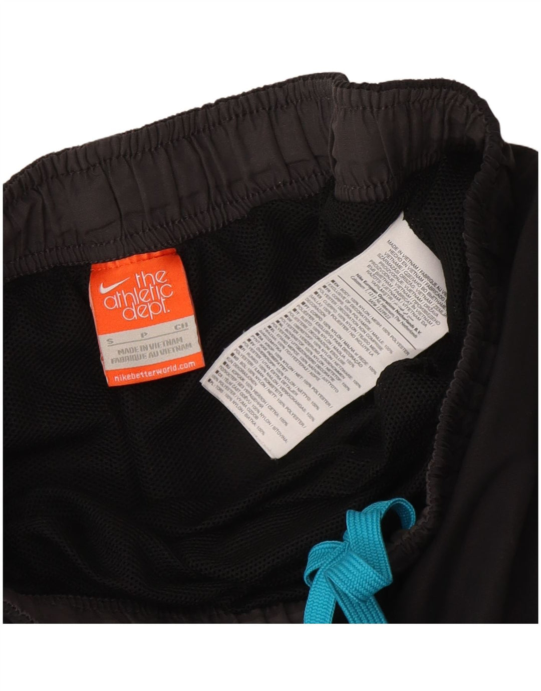 Nike Pantalones cortos deportivos con gráficos para hombre, talla pequeña, nailon negro