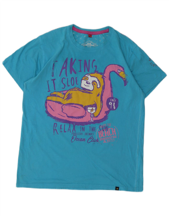 JOE BROWNS Camiseta gráfica para hombre Top grande de algodón azul