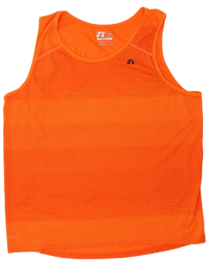 Russell Athletic Camiseta sin mangas para hombre UK 42/44 Poliéster a rayas naranja grande