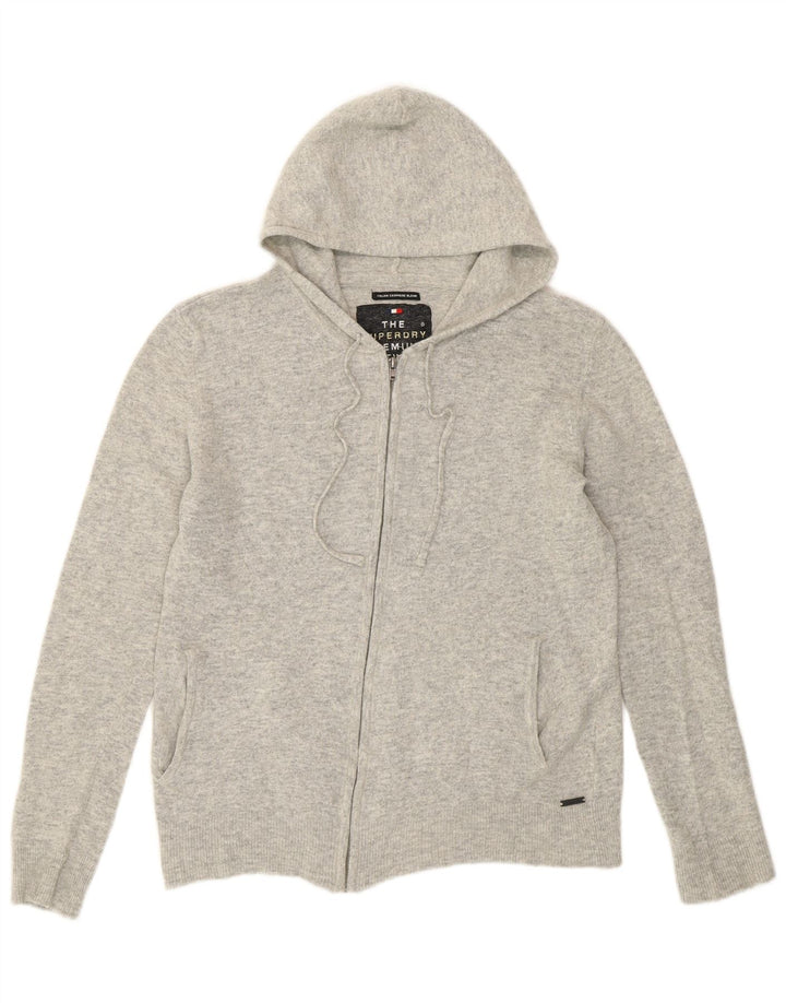 Superdry Suéter tipo cárdigan con capucha para mujer Reino Unido 44 Lana gris medio