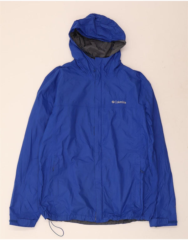 COLUMBIA Mens Hooded Rain Jacket UK 40 Large Blue Nylon
