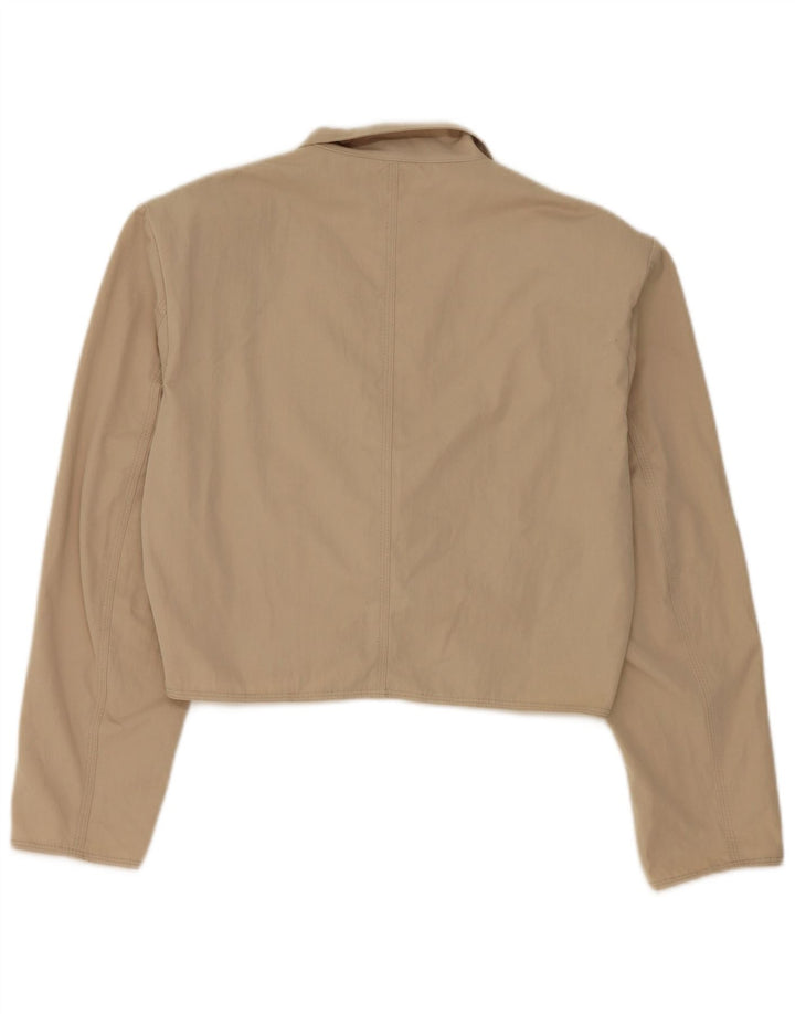 Stefanel Chaqueta tipo blazer corta con 2 botones para mujer Reino Unido 46 Poliéster beige grande