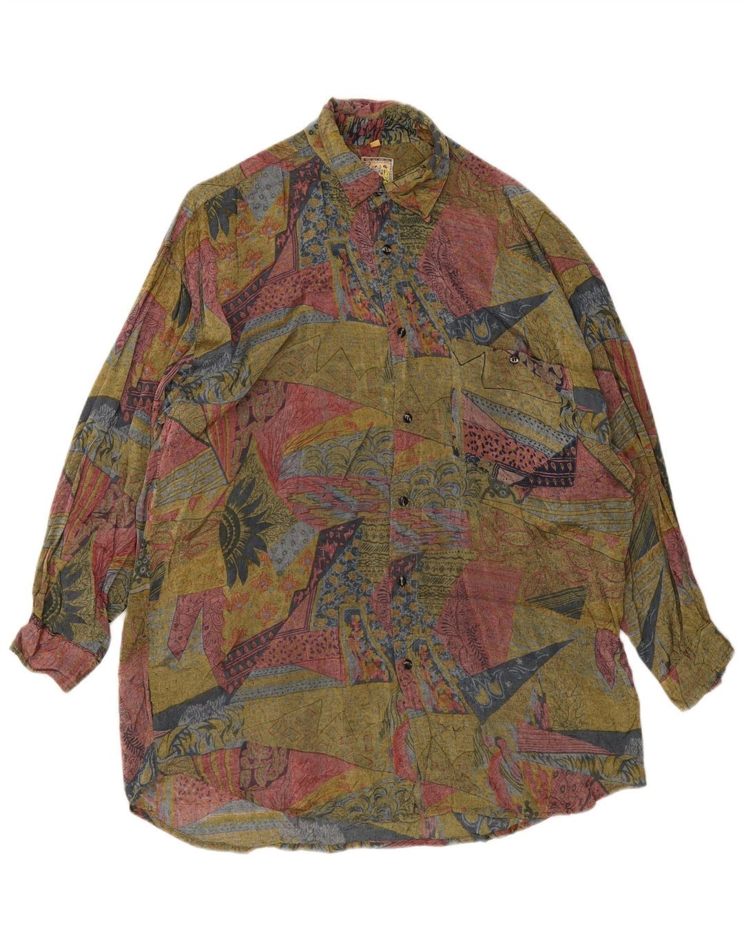 Camisa C&A Hombre Talla 39/40 Mediana Viscosa Geométrica Multicolor