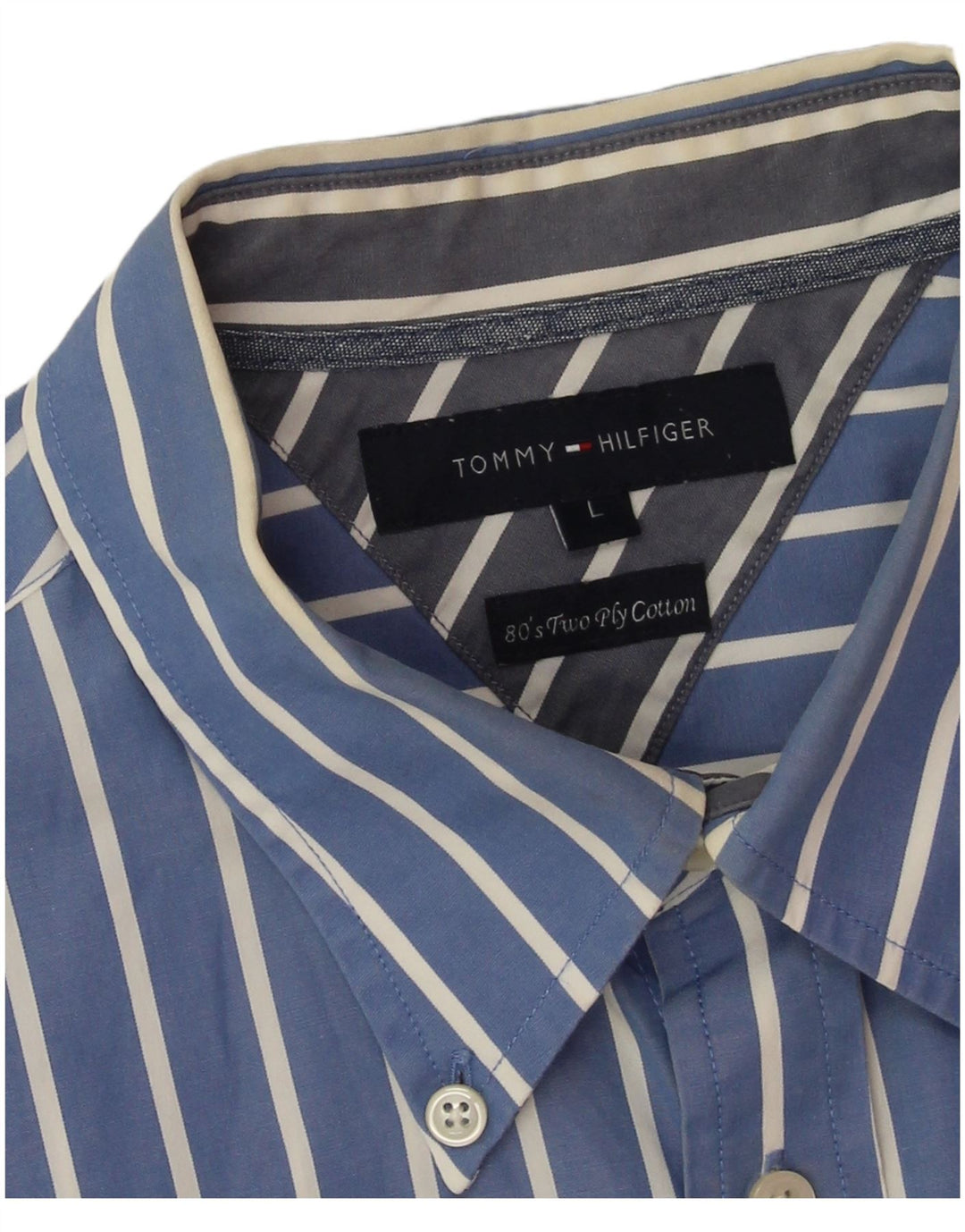 Camisa Tommy Hilfiger Hombre Grande Algodón A Rayas Azul