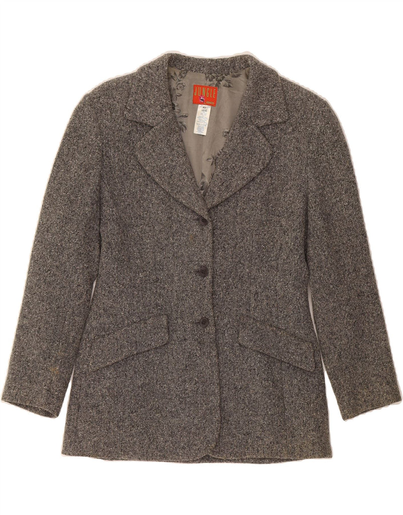 KENZO Womens Jungle 3 Button Blazer Jacket IT 42 Medium Grey Silk Vintage Kenzo and Second-Hand Kenzo from Messina Hembry 