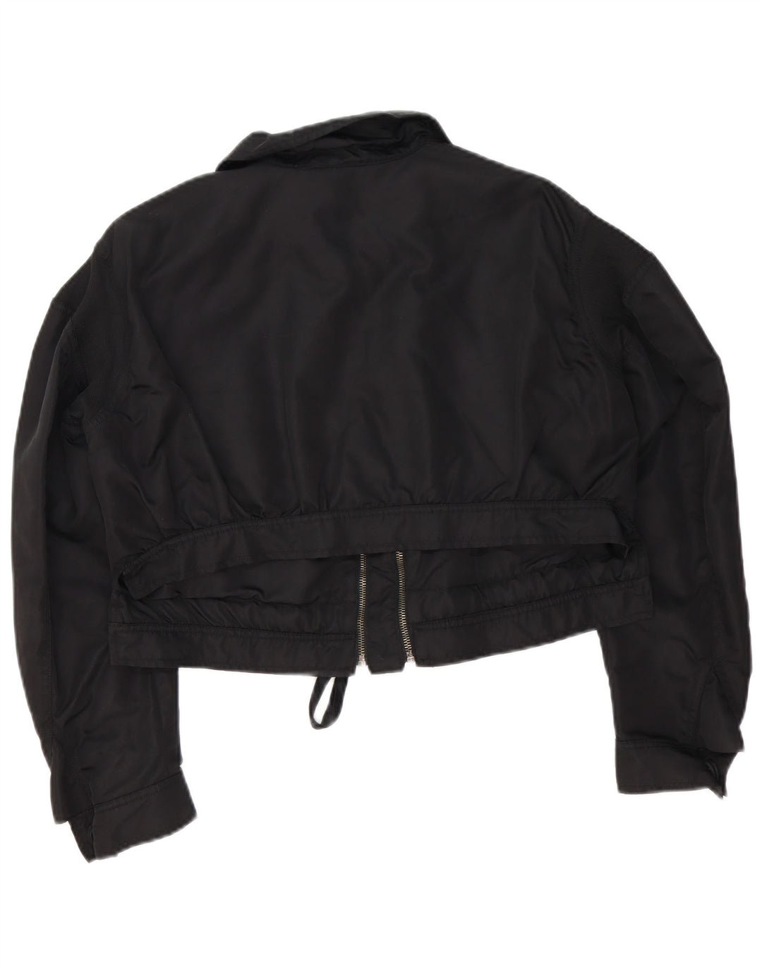 Zara Mujer Chaqueta Bomber Corta Extragrande UK 6 XS Poliamida Negra