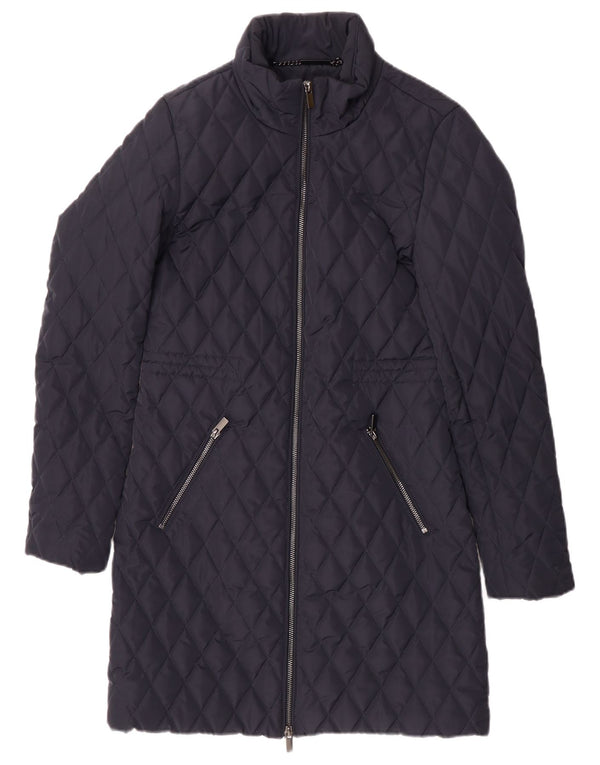 Hobbs Womens Quilted Padded Coat  UK 6 XS  Navy Blue Polyester