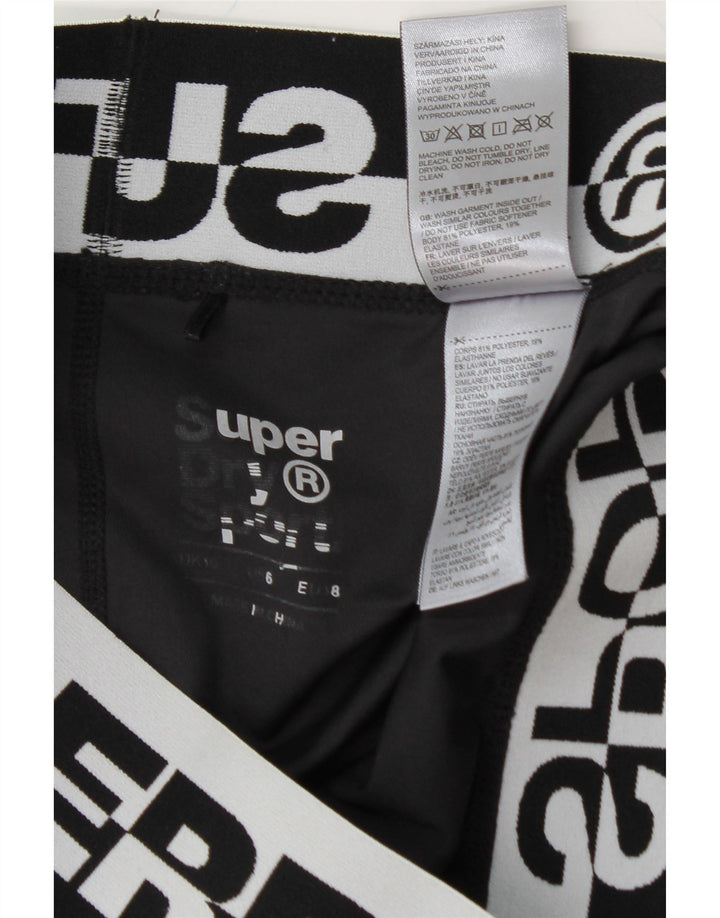SUPERDRY Womens Graphic Leggings UK 10 Small  Black Polyester Vintage Superdry and Second-Hand Superdry from Messina Hembry 