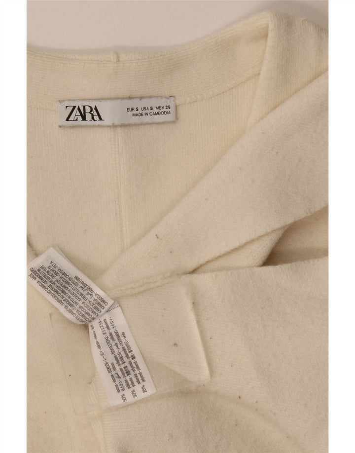 Zara Mujer Cárdigan Suéter UK 10 Small Viscosa Beige