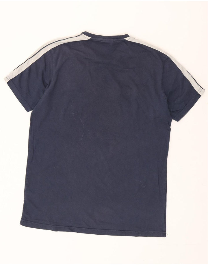 ELLESSE Hombre Camiseta Top Medium Azul Marino Colorblock Algodón