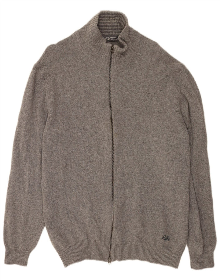 Rifle Cárdigan para hombre suéter 2XL lana gris