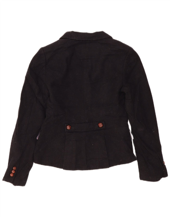 Jack Wills Chaqueta tipo blazer de 3 botones para mujer UK 10 Small Black Wool