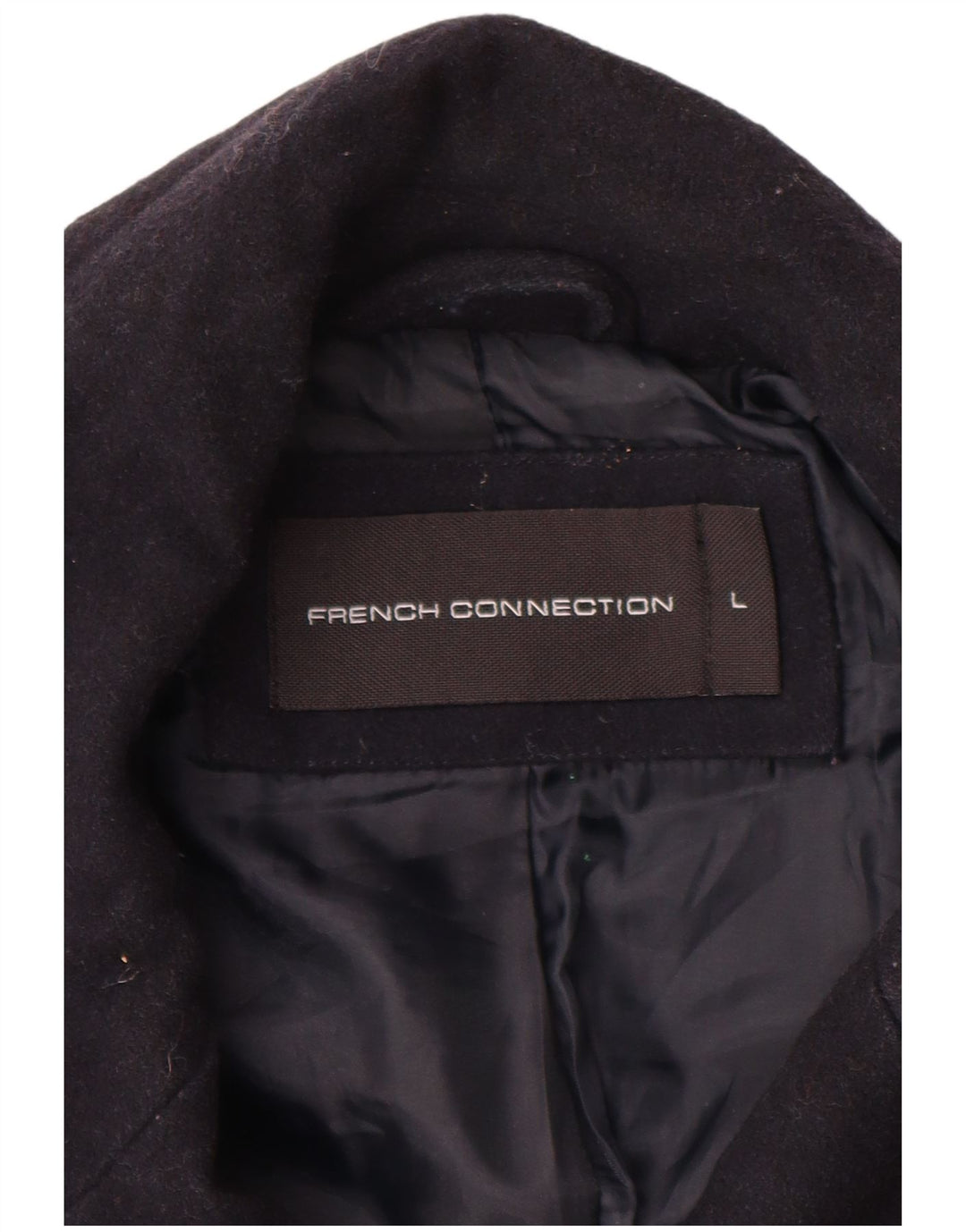 FRENCH CONNECTION Abrigo cruzado para hombre UK 40 Large Azul marino