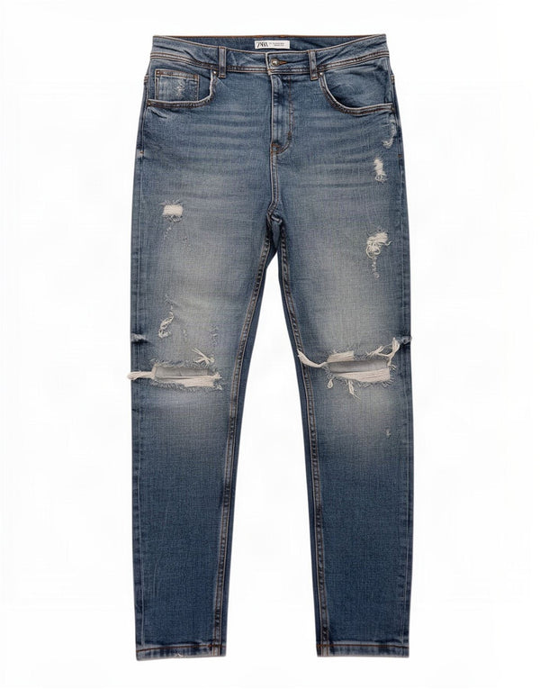 Zara Jeans ajustados desgastados para hombre EU 40 Medium W31 L26 Algodón azul
