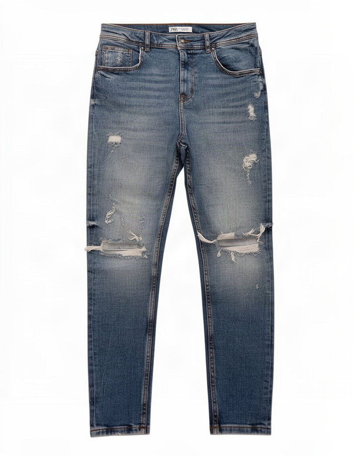 Zara Jeans ajustados desgastados para hombre EU 40 Medium W31 L26 Algodón azul