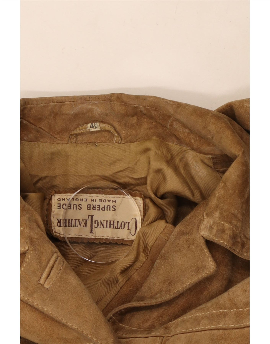 VINTAGE Chaqueta de ante para mujer IT 46 Cuero beige grande