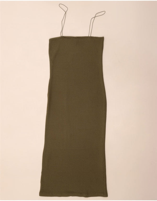 Topshop Vestido lencero para mujer UK 44 Algodón caqui mediano