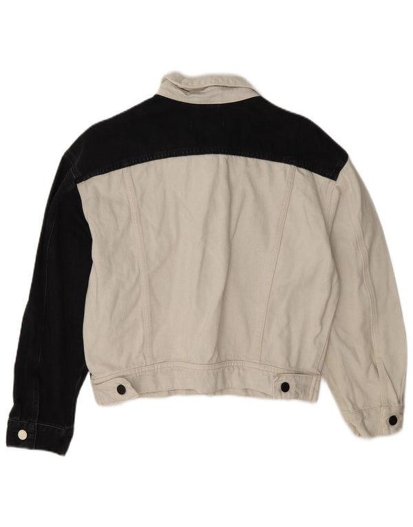 Guess Chaqueta vaquera corta extragrande para mujer UK 6 XS Algodón color block negro