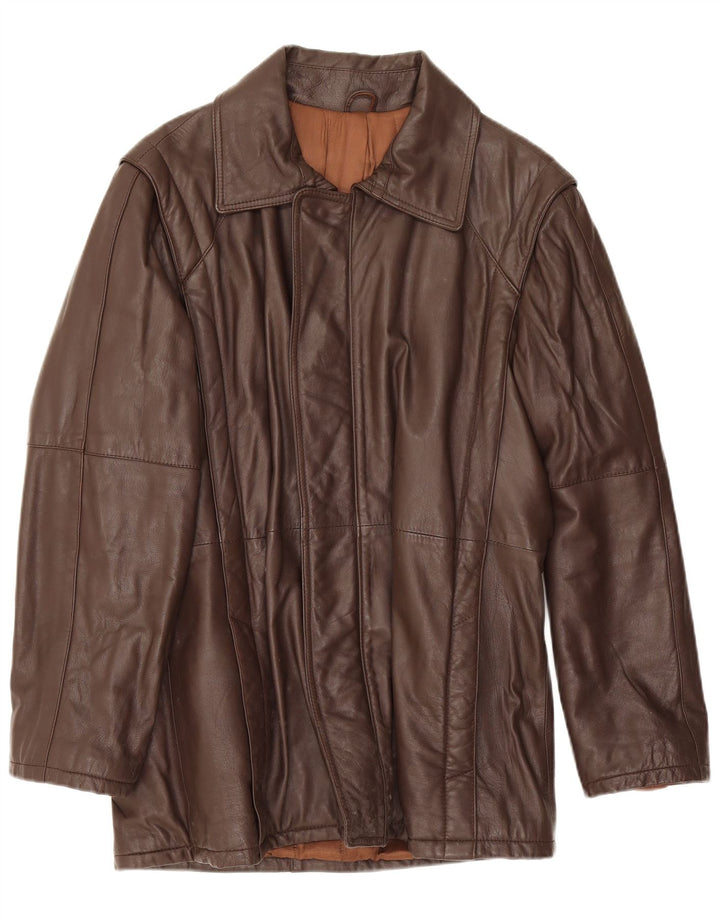 Chaqueta de cuero vintage para hombre IT 48 cuero marrón medio